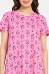 Rosaline Bloom Fest Knit Cotton Knee Length Nightdress - Aurora Pink — thumbnail 5